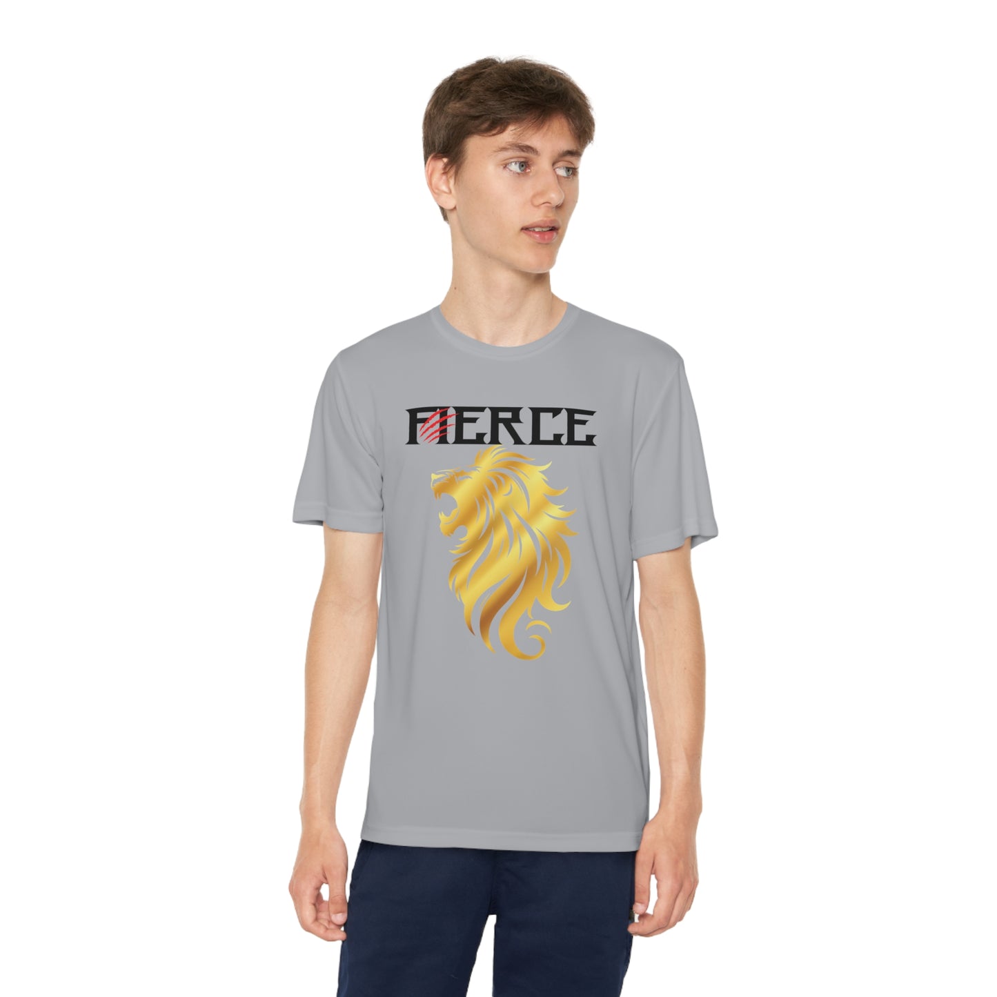FIERCE GOLD LION Youth Athletic T-Shirt (Unisex)