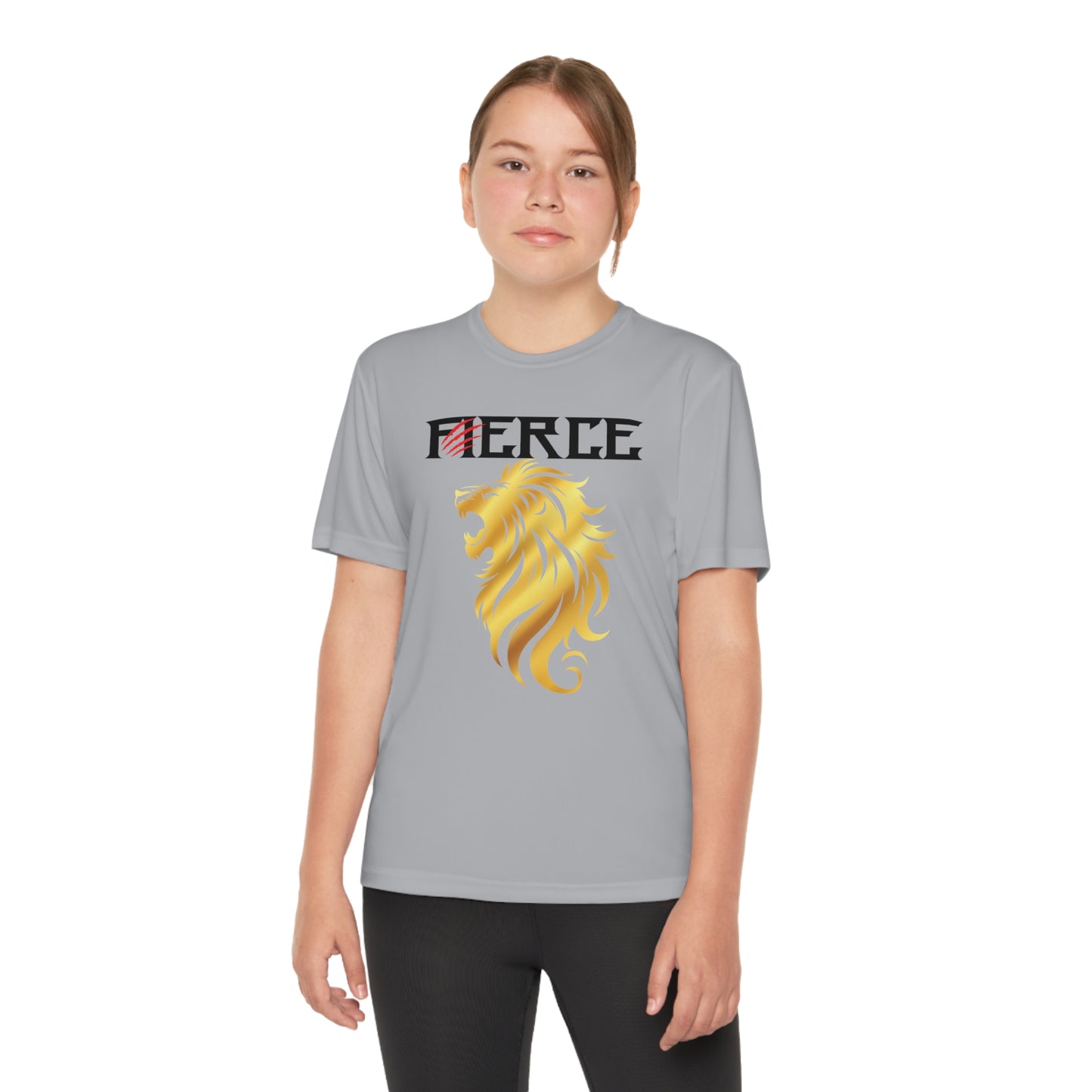 FIERCE GOLD LION Youth Athletic T-Shirt (Unisex)