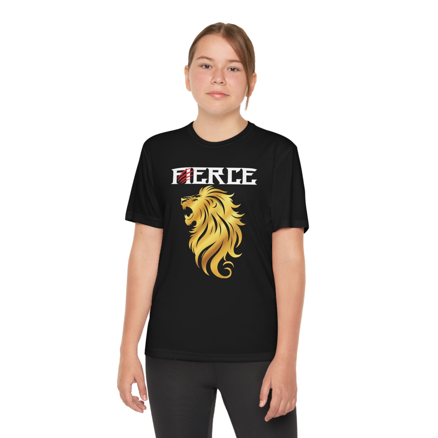 FIERCE GOLD LION Youth Athletic T-Shirt (Unisex)