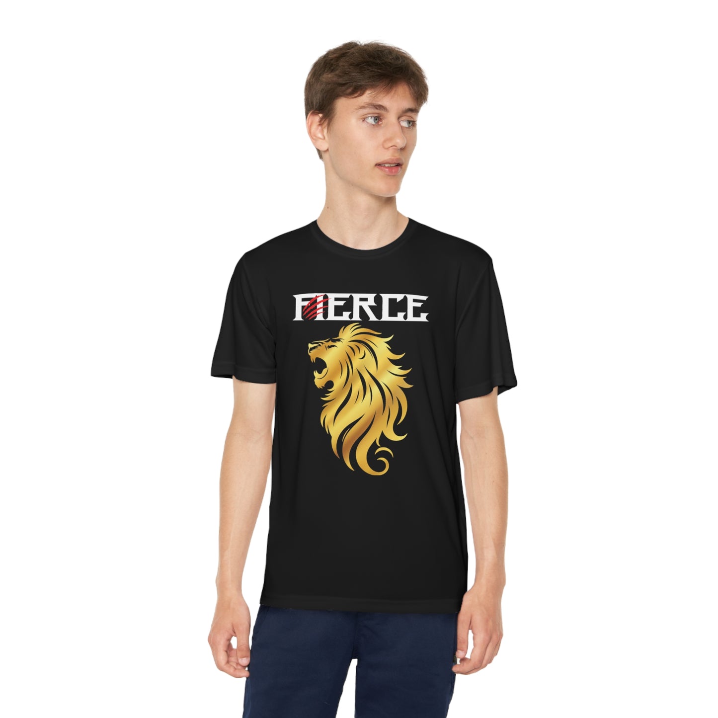 FIERCE GOLD LION Youth Athletic T-Shirt (Unisex)
