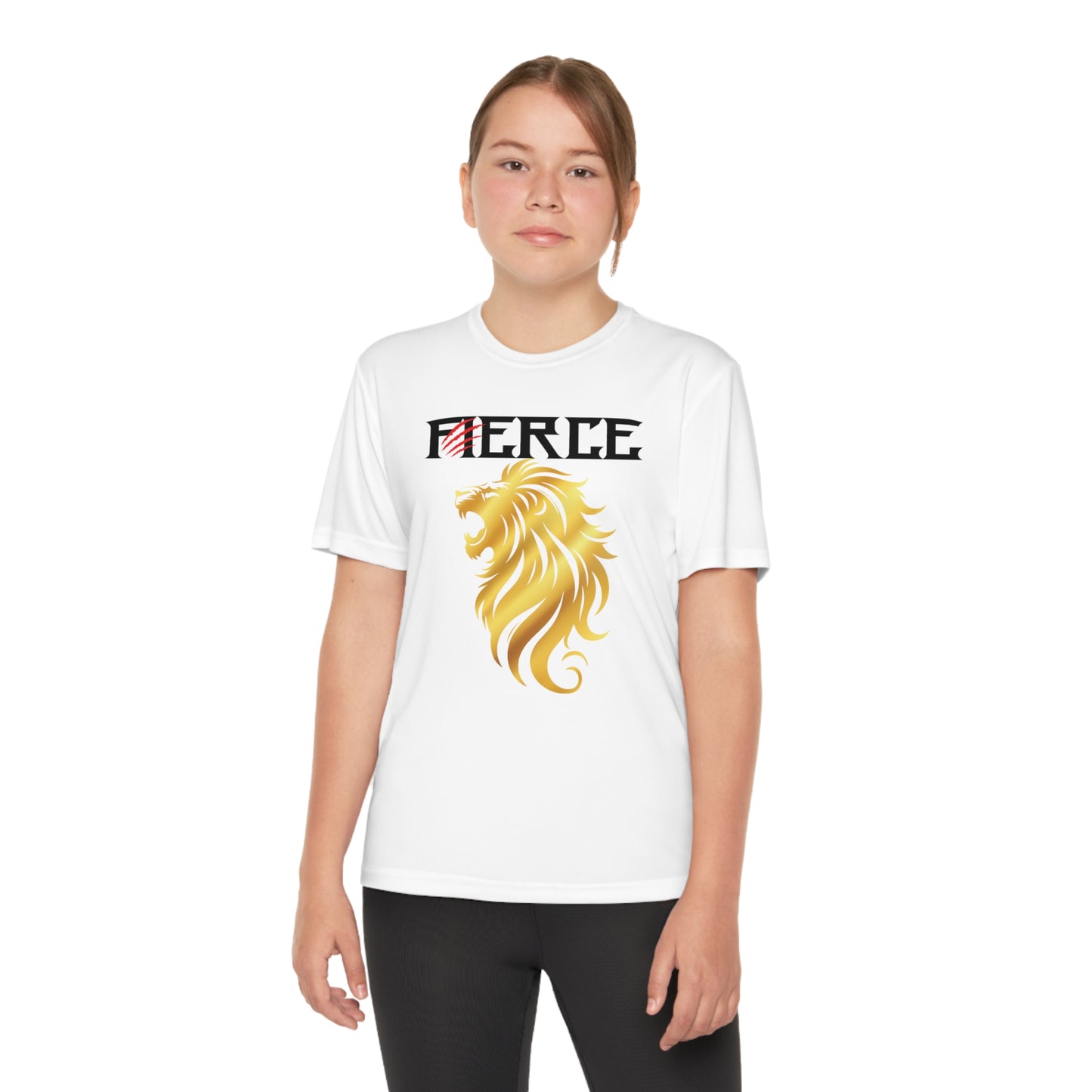 FIERCE GOLD LION Youth Athletic T-Shirt (Unisex)
