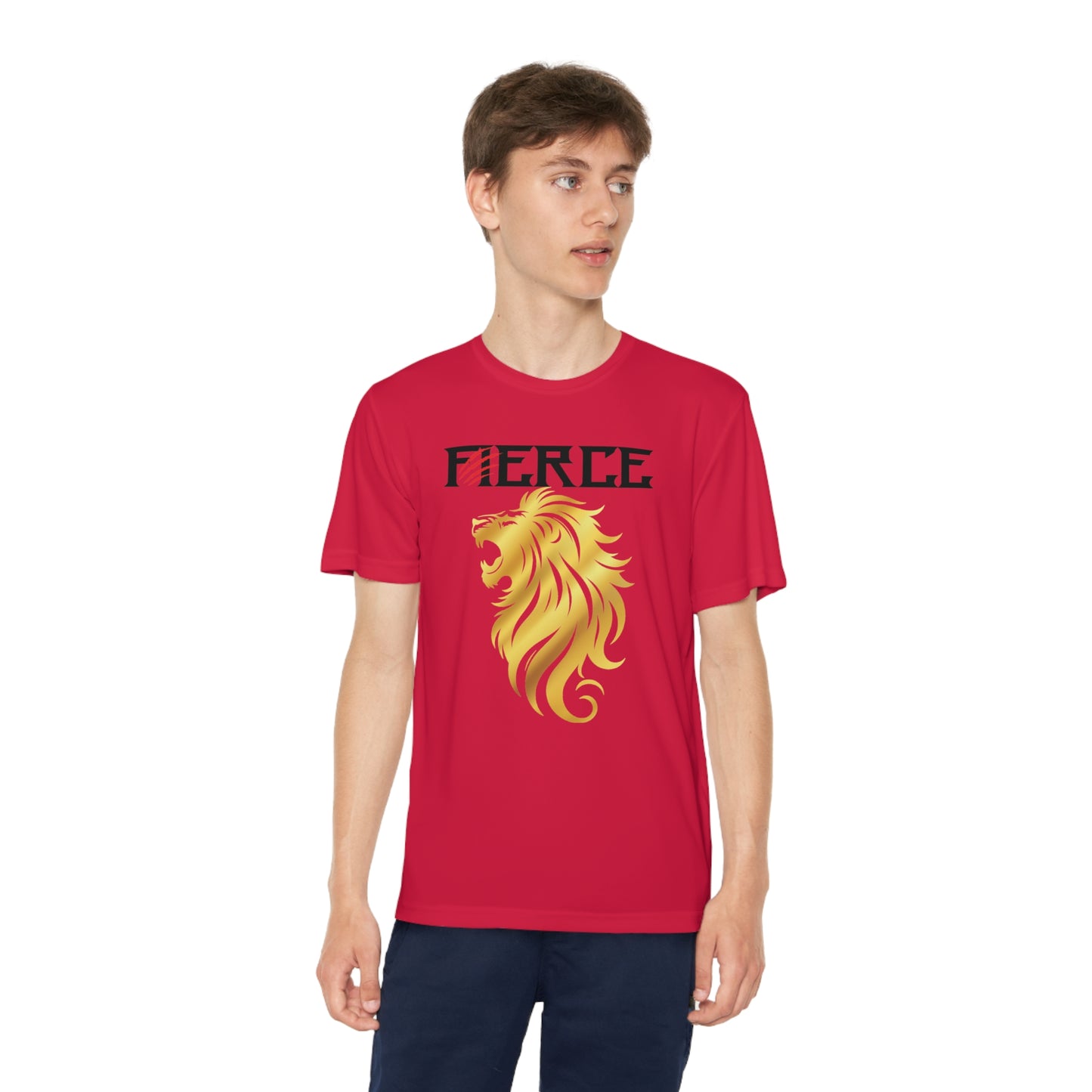 FIERCE GOLD LION Youth Athletic T-Shirt (Unisex)