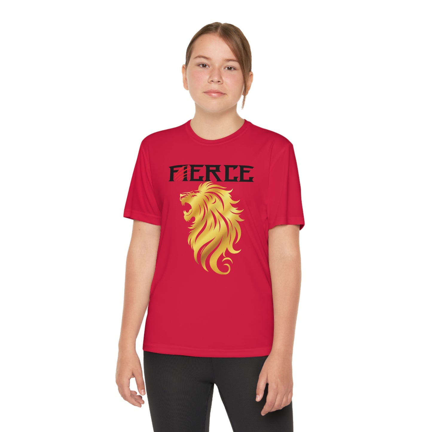FIERCE GOLD LION Youth Athletic T-Shirt (Unisex)