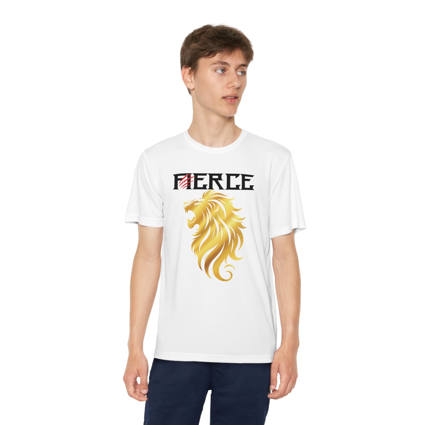 FIERCE GOLD LION Youth Athletic T-Shirt (Unisex)